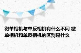 微单相机与单反相机有什么不同 微单相机和单反相机的区别是什么