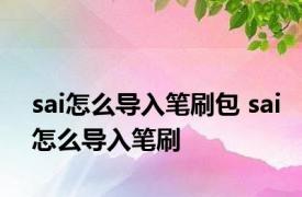 sai怎么导入笔刷包 sai怎么导入笔刷