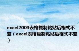 excel2003表格复制粘贴后格式不变（excel表格复制粘贴后格式不变）