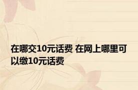 在哪交10元话费 在网上哪里可以缴10元话费