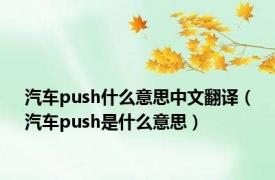 汽车push什么意思中文翻译（汽车push是什么意思）