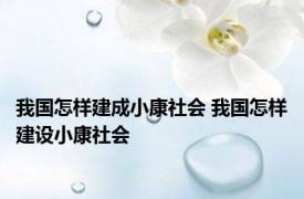 我国怎样建成小康社会 我国怎样建设小康社会