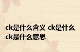 ck是什么含义 ck是什么 ck是什么意思