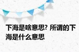 下海是啥意思? 所谓的下海是什么意思