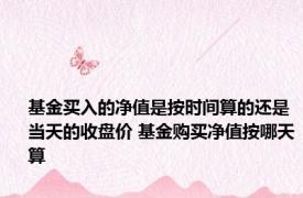 基金买入的净值是按时间算的还是当天的收盘价 基金购买净值按哪天算