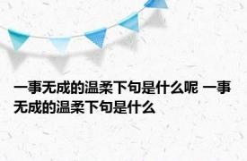 一事无成的温柔下句是什么呢 一事无成的温柔下句是什么