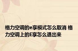 格力空调的e享模式怎么取消 格力空调上的E享怎么退出来