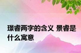 璟睿两字的含义 景睿是什么寓意