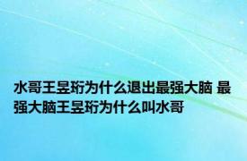 水哥王昱珩为什么退出最强大脑 最强大脑王昱珩为什么叫水哥