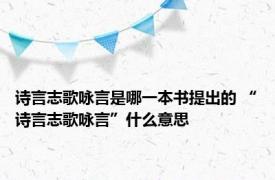 诗言志歌咏言是哪一本书提出的 “诗言志歌咏言”什么意思