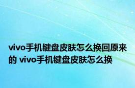 vivo手机键盘皮肤怎么换回原来的 vivo手机键盘皮肤怎么换