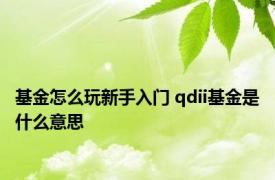 基金怎么玩新手入门 qdii基金是什么意思