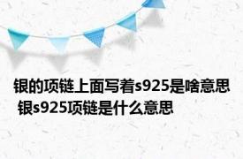 银的项链上面写着s925是啥意思 银s925项链是什么意思