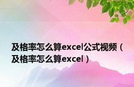 及格率怎么算excel公式视频（及格率怎么算excel）