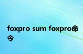 foxpro sum foxpro命令 