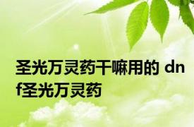 圣光万灵药干嘛用的 dnf圣光万灵药 