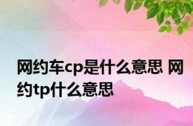 网约车cp是什么意思 网约tp什么意思