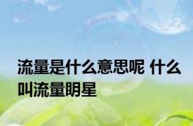 流量是什么意思呢 什么叫流量眀星