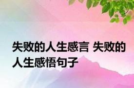 失败的人生感言 失败的人生感悟句子