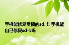 手机能修复受损的sd.卡 手机能自己修复sd卡吗