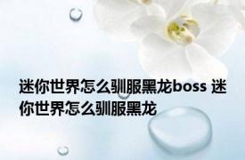 迷你世界怎么驯服黑龙boss 迷你世界怎么驯服黑龙