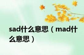 sad什么意思（mad什么意思）