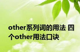 other系列词的用法 四个other用法口诀