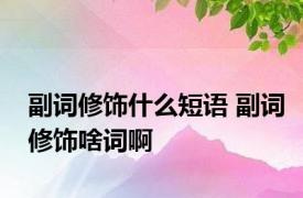 副词修饰什么短语 副词修饰啥词啊