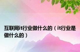 互联网it行业做什么的（it行业是做什么的）