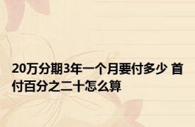 20万分期3年一个月要付多少 首付百分之二十怎么算