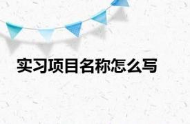 实习项目名称怎么写