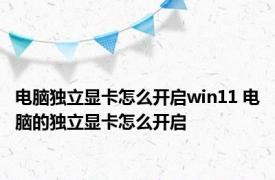 电脑独立显卡怎么开启win11 电脑的独立显卡怎么开启