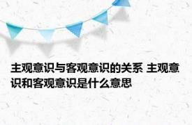 主观意识与客观意识的关系 主观意识和客观意识是什么意思