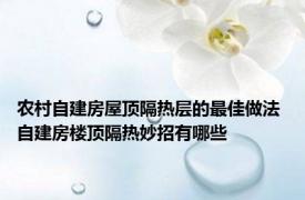 农村自建房屋顶隔热层的最佳做法 自建房楼顶隔热妙招有哪些