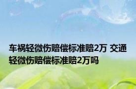 车祸轻微伤赔偿标准赔2万 交通轻微伤赔偿标准赔2万吗