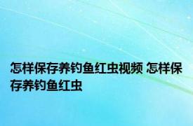 怎样保存养钓鱼红虫视频 怎样保存养钓鱼红虫