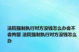 法院强制执行对方没钱怎么办会不会拘留 法院强制执行对方没钱怎么办