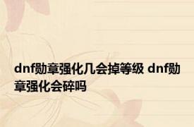 dnf勋章强化几会掉等级 dnf勋章强化会碎吗