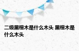 二级黑檀木是什么木头 黑檀木是什么木头