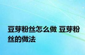 豆芽粉丝怎么做 豆芽粉丝的做法