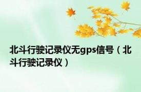 北斗行驶记录仪无gps信号（北斗行驶记录仪）