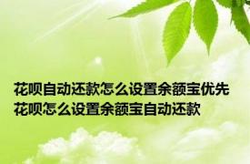 花呗自动还款怎么设置余额宝优先 花呗怎么设置余额宝自动还款