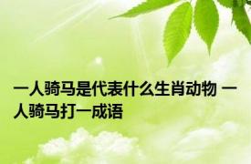 一人骑马是代表什么生肖动物 一人骑马打一成语