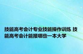 技能高考会计专业技能操作训练 技能高考会计能报哪些一本大学