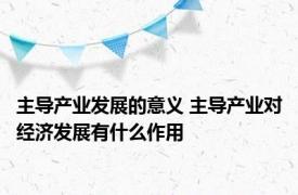 主导产业发展的意义 主导产业对经济发展有什么作用