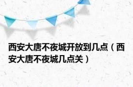 西安大唐不夜城开放到几点（西安大唐不夜城几点关）