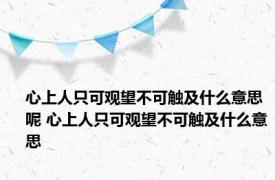 心上人只可观望不可触及什么意思呢 心上人只可观望不可触及什么意思