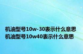 机油型号10w-30表示什么意思 机油型号10w40表示什么意思