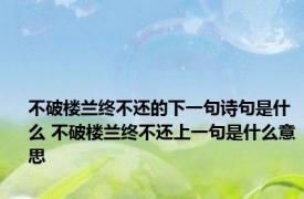 不破楼兰终不还的下一句诗句是什么 不破楼兰终不还上一句是什么意思