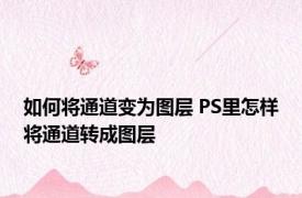 如何将通道变为图层 PS里怎样将通道转成图层